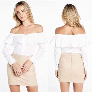 Bardot Natasha Frill Shirt White Size US 6 S
